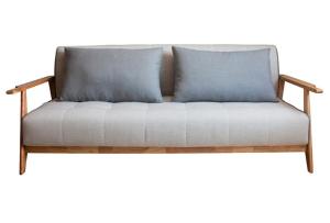 Sofá cama de tela con marco de madera