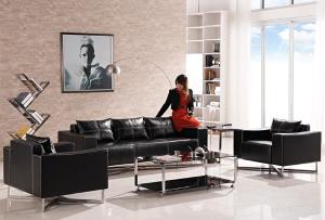 Sofá moderno de cuero negro 