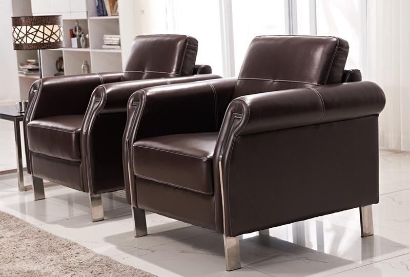  Set de sillones de oficina de cuero marrón